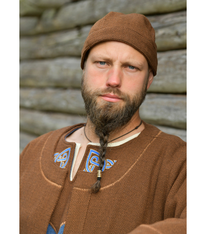 Wikinger Kappe Leif, Diamantköper, Wolle, braun