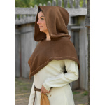 Wikinger Gugel Eske, Diamantköper, Wolle, braun