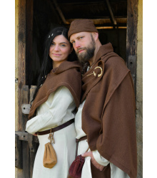 Wikinger Rechteckmantel Bente, Decke, Diamantköper, Wolle, braun