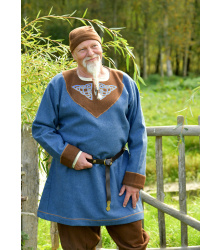 Wikinger Wolltunika Esben, blau-braun
