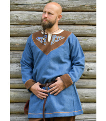 Wikinger Wolltunika Esben, blau-braun