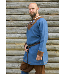 Wikinger Wolltunika Esben, blau-braun