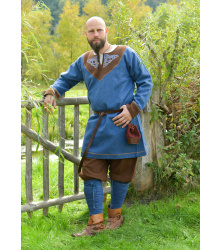 Wikinger Wolltunika Esben, blau-braun