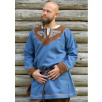 Wikinger Wolltunika Esben, blau-braun