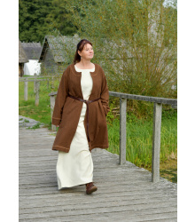 Gefütterter Wikinger Mantel Lennes, Diamantköper, Wolle, braun