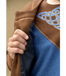 Gefütterter Wikinger Mantel Lennes, Diamantköper, Wolle, braun