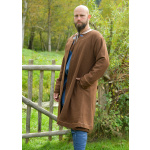 Gefütterter Wikinger Mantel Lennes, Diamantköper, Wolle, braun
