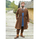 Gefütterter Wikinger Mantel Lennes, Diamantköper, Wolle, braun