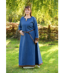 Wikinger Wollkleid Lykka, blau-braun