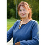 Wikinger Wollkleid Lykka, blau-braun