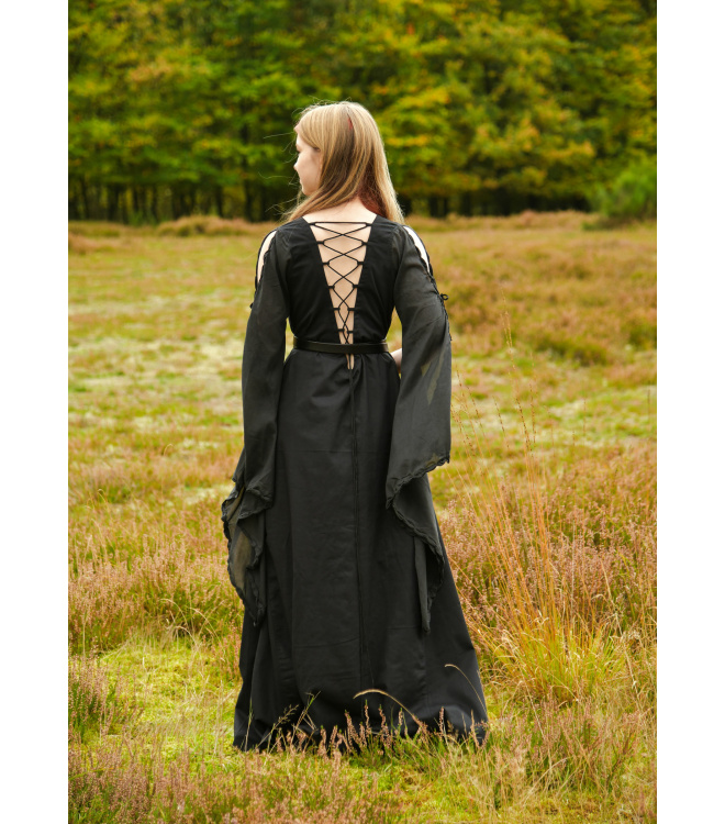 Mittelalter Kleid Ingrid mit Schnürung am Rücken, schwarz
