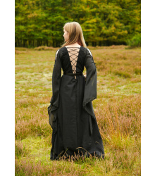 Mittelalter Kleid Ingrid mit Schnürung am Rücken, schwarz