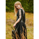 Mittelalter Kleid Ingrid mit Schnürung am Rücken, schwarz