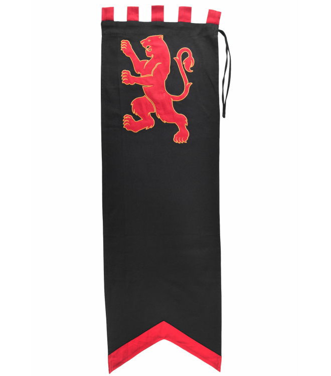 Mittelalter Fahne mit Löwe, schwarz - rot