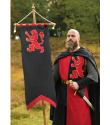 Mittelalter Fahne mit Löwe, schwarz - rot