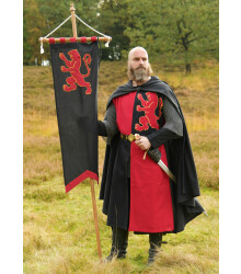 Mittelalter Fahne mit Löwe, schwarz - rot