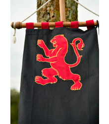 Mittelalter Fahne mit Löwe, schwarz - rot