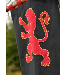 Mittelalter Fahne mit Löwe, schwarz - rot