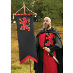 Mittelalter Fahne mit Löwe, schwarz - rot