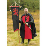 Mittelalter Fahne mit Löwe, schwarz - rot
