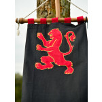 Mittelalter Fahne mit Löwe, schwarz - rot