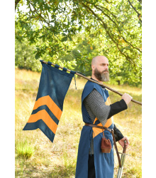 Mittelalter Fahne mit Streifen, blau - gelb