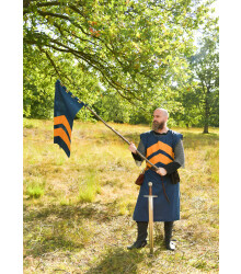Mittelalter Fahne mit Streifen, blau - gelb