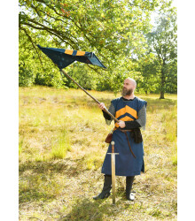 Mittelalter Fahne mit Streifen, blau - gelb