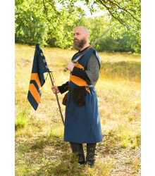 Mittelalter Fahne mit Streifen, blau - gelb