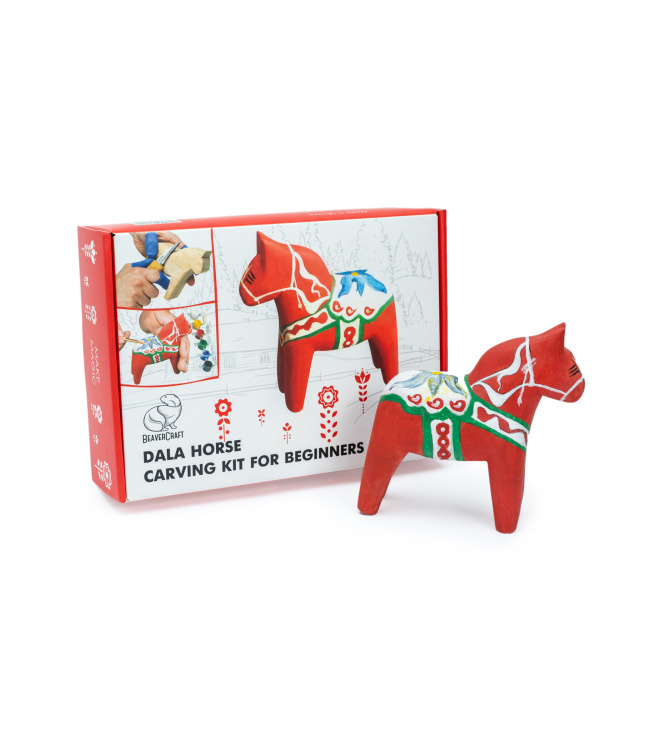 Beavercraft, Dala-Pferde-Schnitzset – Starter-Schnitzset für Anfänger