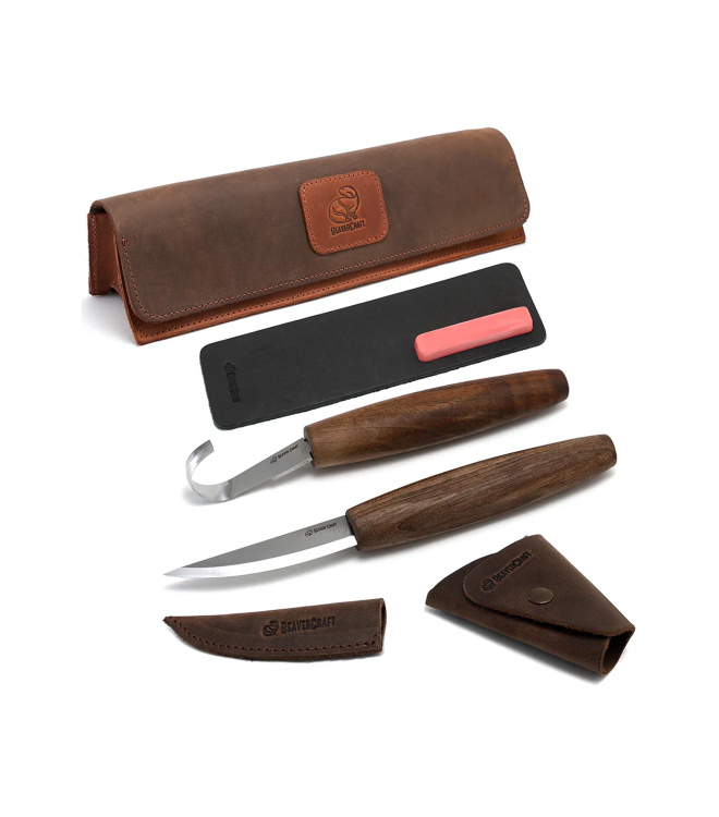 Beavercraft, Luxus-Löffelschnitzset Mit Walnussgriffen (braun)