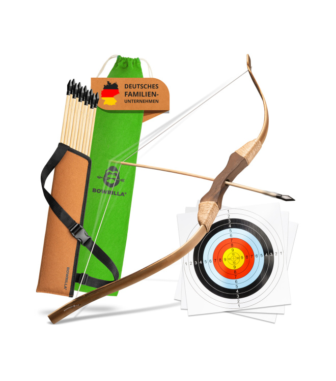 Holzbogen Set für Kinder, 16 tlg., Bogenlänge 85 cm