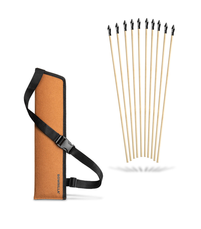 Holzpfeile Set, 11 tlg. mit Gummispitze, Pfeillänge 42 cm