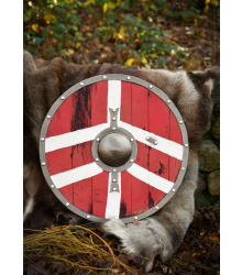 LARP Wikinger Schild Bjornir, rot/weiß, 60 cm