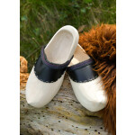 Westfälische Holzschuhe aus Pappel-Holz mit Lederkappe, paarweise gedrahtet