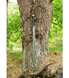 Schwarzes Ritterschwert, Mittelalterschwert mit schwarzer Lederscheide