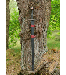 Schwarzes Ritterschwert, Mittelalterschwert mit schwarzer Lederscheide