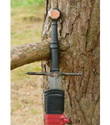 Schwarzes Ritterschwert, Mittelalterschwert mit schwarzer Lederscheide