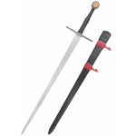 Schwarzes Ritterschwert, Mittelalterschwert mit schwarzer Lederscheide