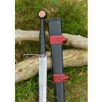 Schwarzes Ritterschwert, Mittelalterschwert mit schwarzer Lederscheide