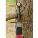 Schwarzes Ritterschwert, Mittelalterschwert mit schwarzer Lederscheide