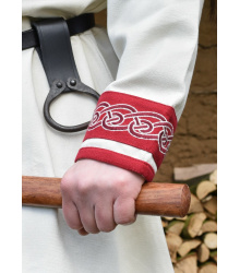 Wikinger Tunika Halvar mit Stickerei, natur/rot