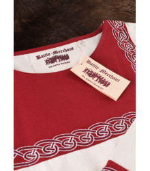 Wikinger Tunika Halvar mit Stickerei, natur/rot