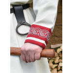 Wikinger Tunika Halvar mit Stickerei, natur/rot