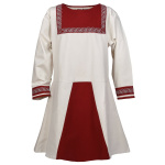 Wikinger Tunika Halvar mit Stickerei, natur/rot