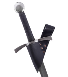 Schwertgürtelhalter aus schwarzem Leder