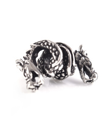 Wikinger Bartperle / Lockenperle mit Drachen aus Silber