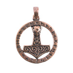 Wikinger Anhänger Thorshammer mit Runen, Bronze