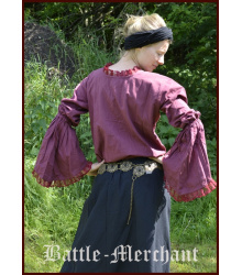 Mittelalter Bluse aus Baumwolle, weinrot