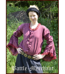 Mittelalter Bluse aus Baumwolle, weinrot